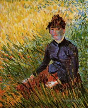  sitzt Galerie - Frau im Gras sitzt Vincent van Gogh